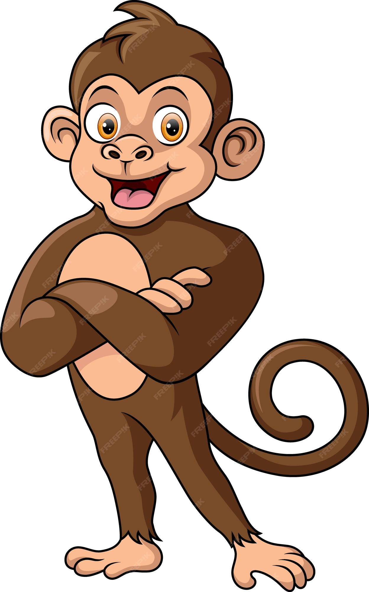 Bonito Bebê Macaco Desenho Animado Posando Royalty Free SVG