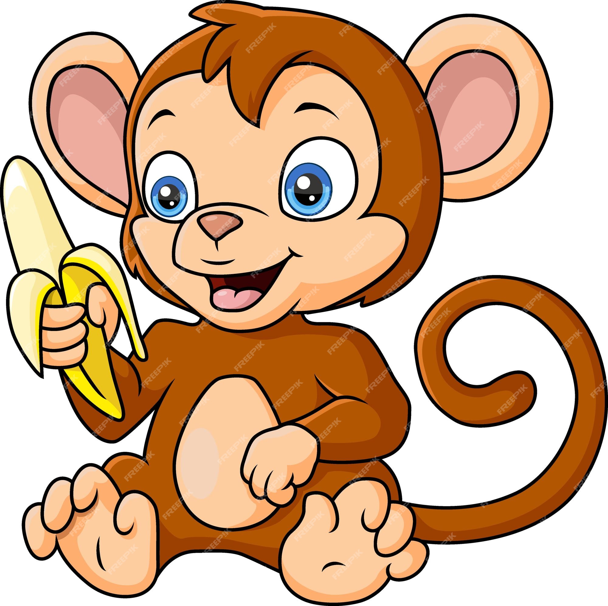 Desenho Animado Macaco Giro Segurando Banana Ilustração do Vetor -  Ilustração de cartoon, cara: 241856399