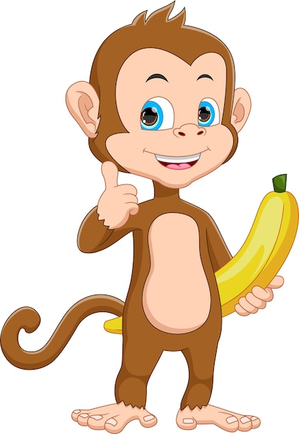 Desenho de macaco segurando uma banana