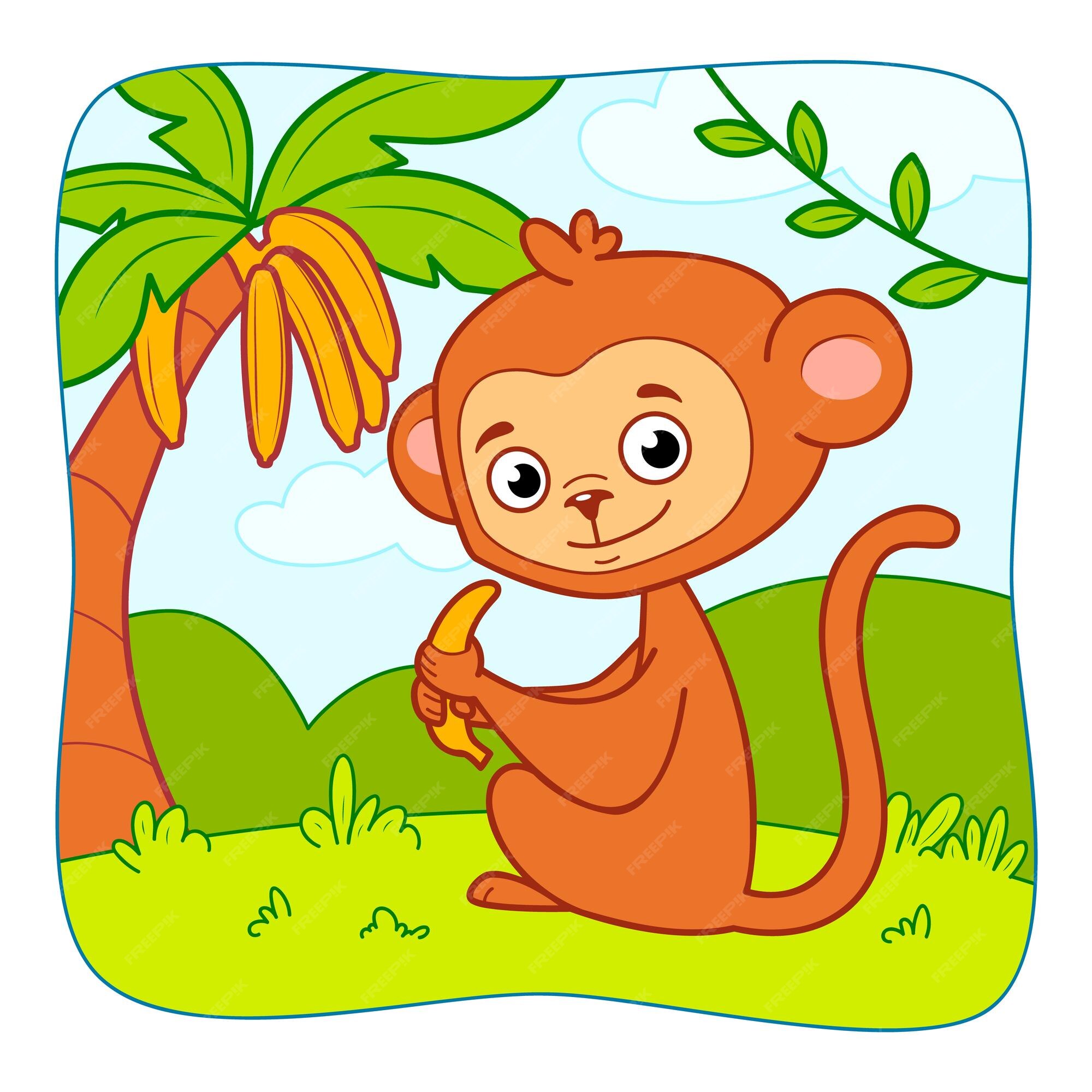 Desenho Vetorial Fofo Jogando Macaco Material Clipart Macaco