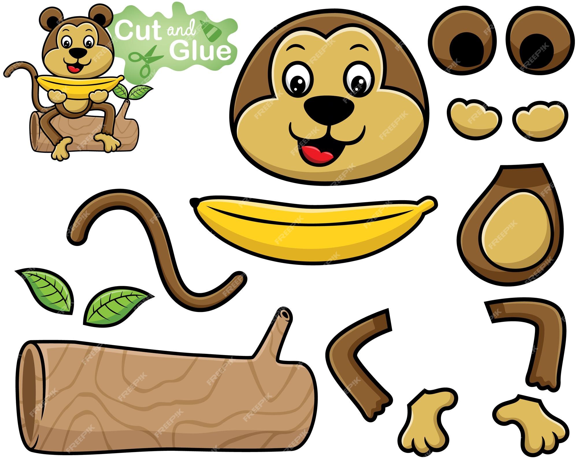 2022 novo desenho animado: pequeno macaco sentado em uma árvore de banana.  Corte de metal morrer é usado para o processo de corte de papel e cartão de  visita - AliExpress