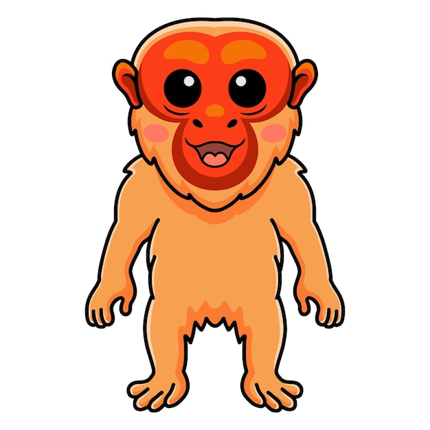 Desenho de macaco uakari careca bonito em pé