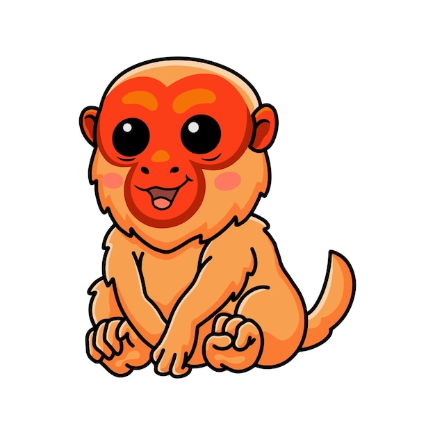 Desenho de macaco uakari careca bonito sentado