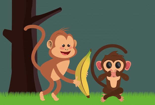 Vetor desenho de macacos de selva