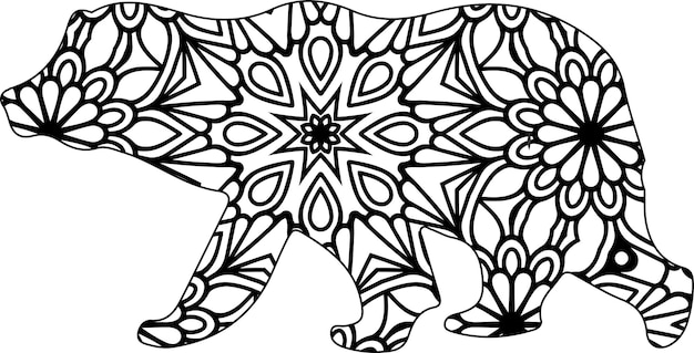 Desenho de mandala animal para colorir para adultos