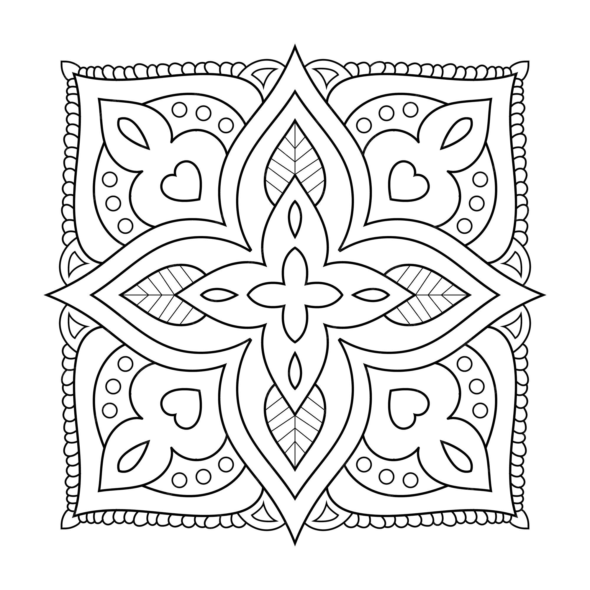 Desenhos para colorir para adultos e crianças mais velhas. pintura, flor  mandala. Islâmico, árabe, indiano. Preto e branco. Padrão vintage ornamento  decorativo artesanal. Elemento de design vetorial real imagem vetorial de  nastusha2407.mail.ru©