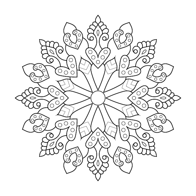 Desenho de mandala de corte a laser com padrão ornamental de arte de linha floral detalhado para colorir preto e branco