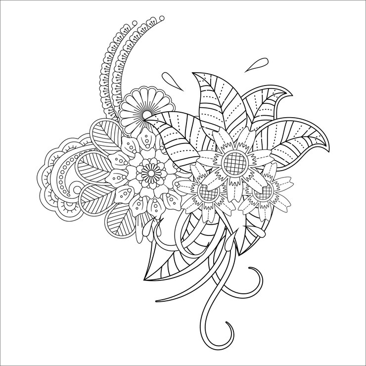 Desenho de Mandala de flor para colorir