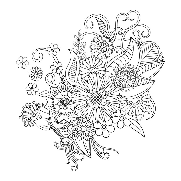 Desenho de Mandala de flor para colorir