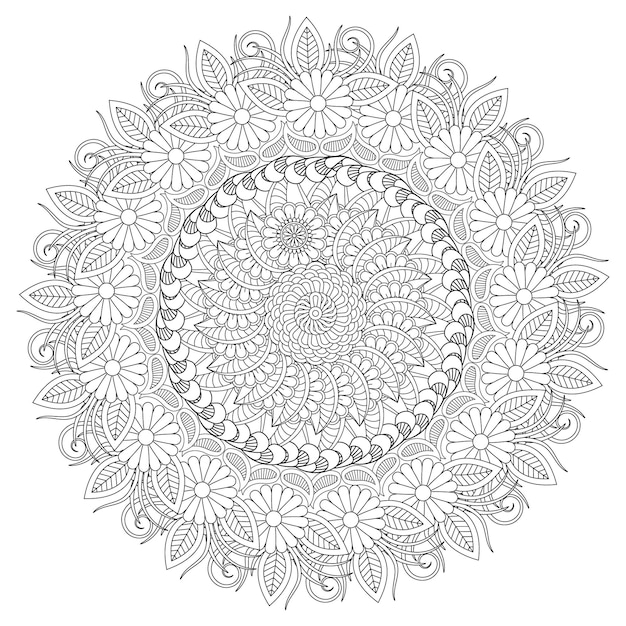 Desenho de Mandala de flor para colorir
