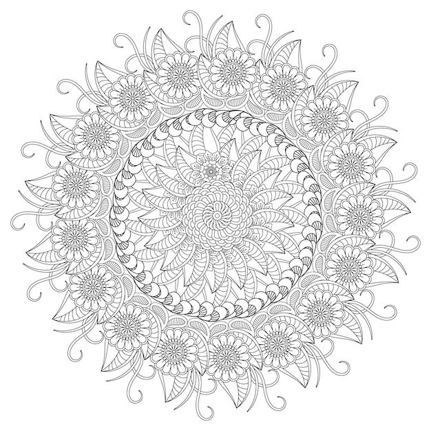 Desenho de Mandala de flor para colorir