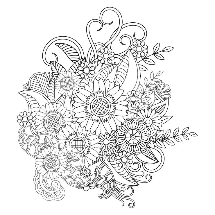 Desenho de Mandala de flor para colorir