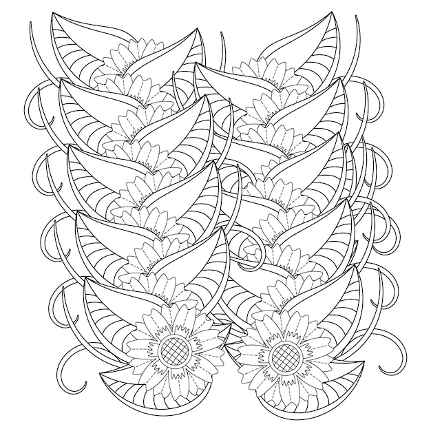 Vetor desenho de mandala de flor para colorir