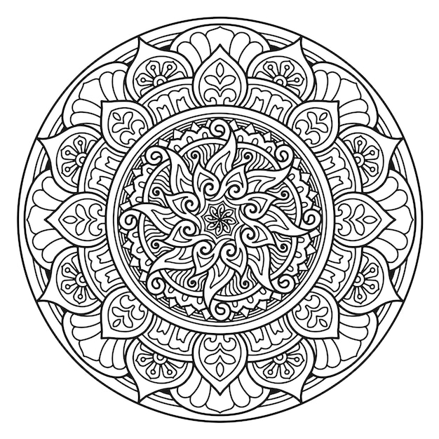 Desenho de mandala de ioga, adulto de página para colorir ou