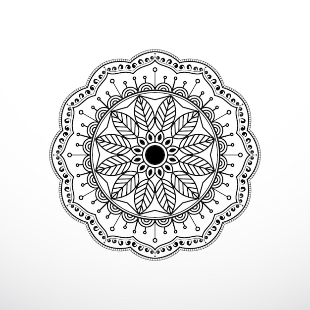 Desenho de mandala de padrão circular em fundo branco premium vector