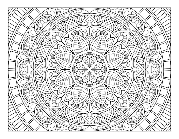 Desenho de mandala de página inteira para colorir