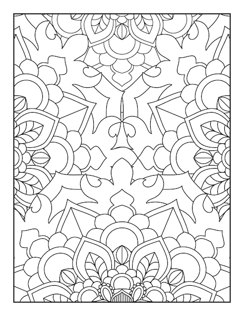 Desenho de mandala floral para colorir