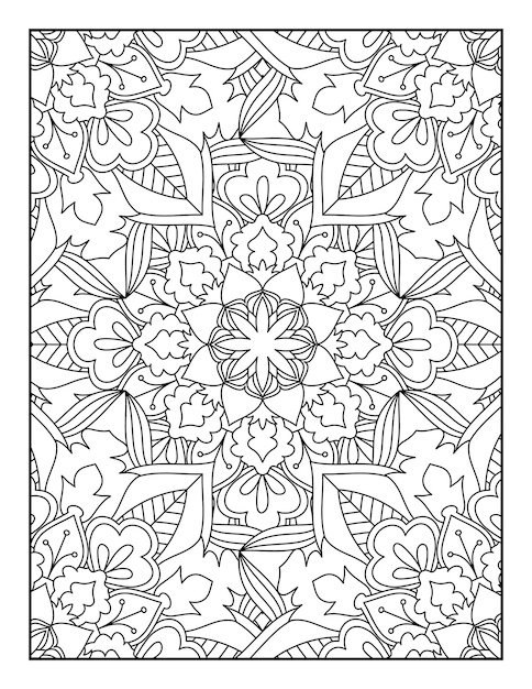 Desenho de mandala floral para colorir