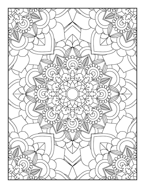 Desenho de mandala floral para colorir