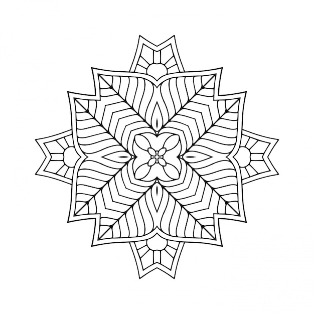 Desenho de mandala lineart, elementos decorativos