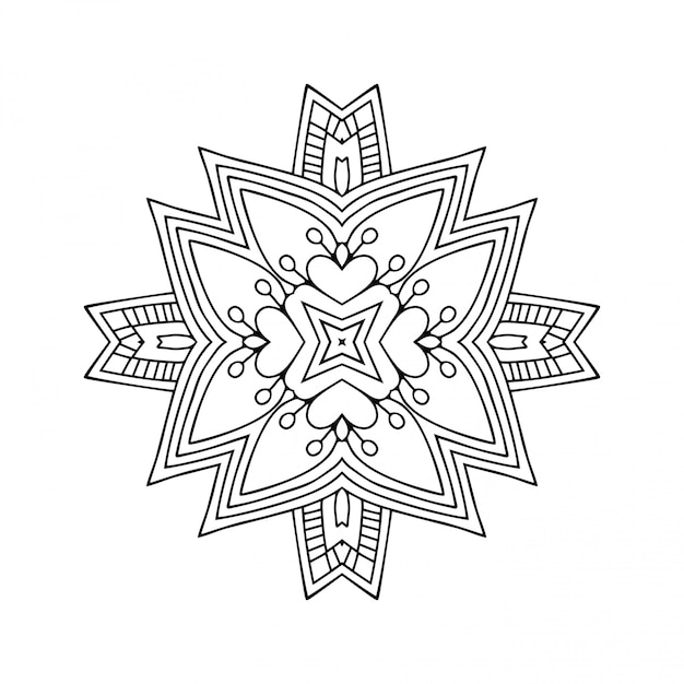 Desenho de mandala lineart, elementos decorativos