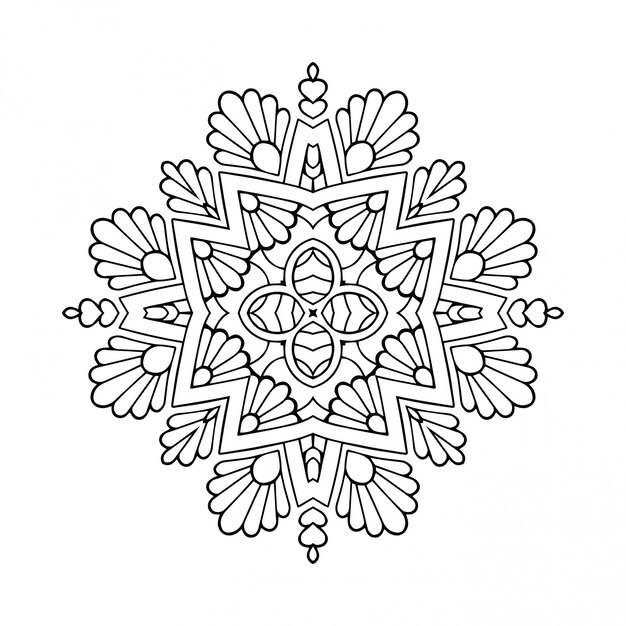 Desenho de mandala lineart, elementos decorativos