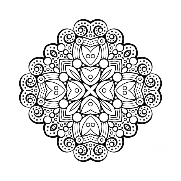 Desenho de mandala lineart, elementos decorativos