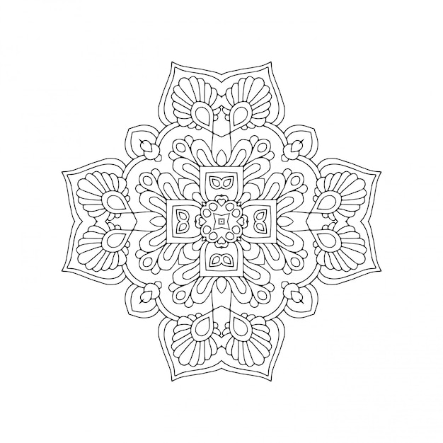 Desenho de mandala lineart, elementos decorativos