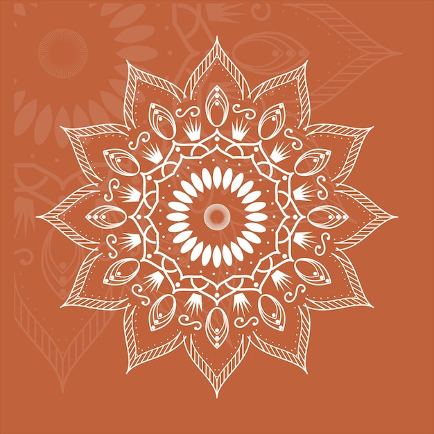 Desenho de Mandala ornamentado em fundo de terracota