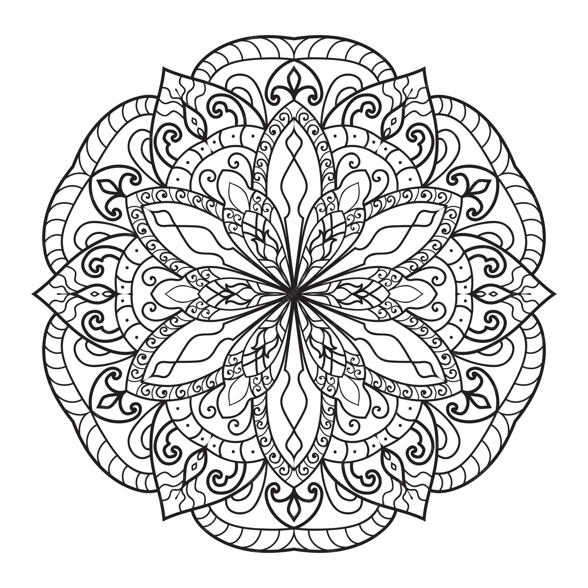 Desenhos decorativos de mandala para colorir para adultos