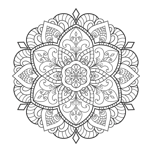 Desenho de mandala para colorir adulto. ornamento redondo decorativo.