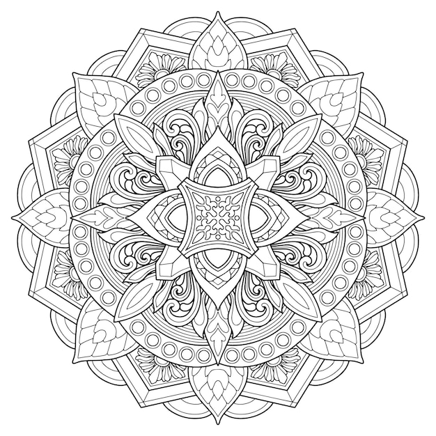 Vetor desenho de mandala para colorir adulto