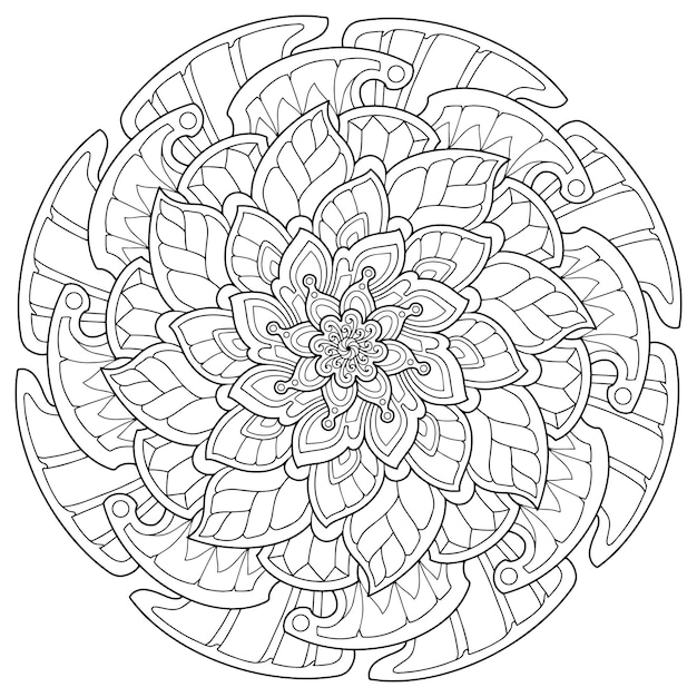 Vetor desenho de mandala para colorir adulto