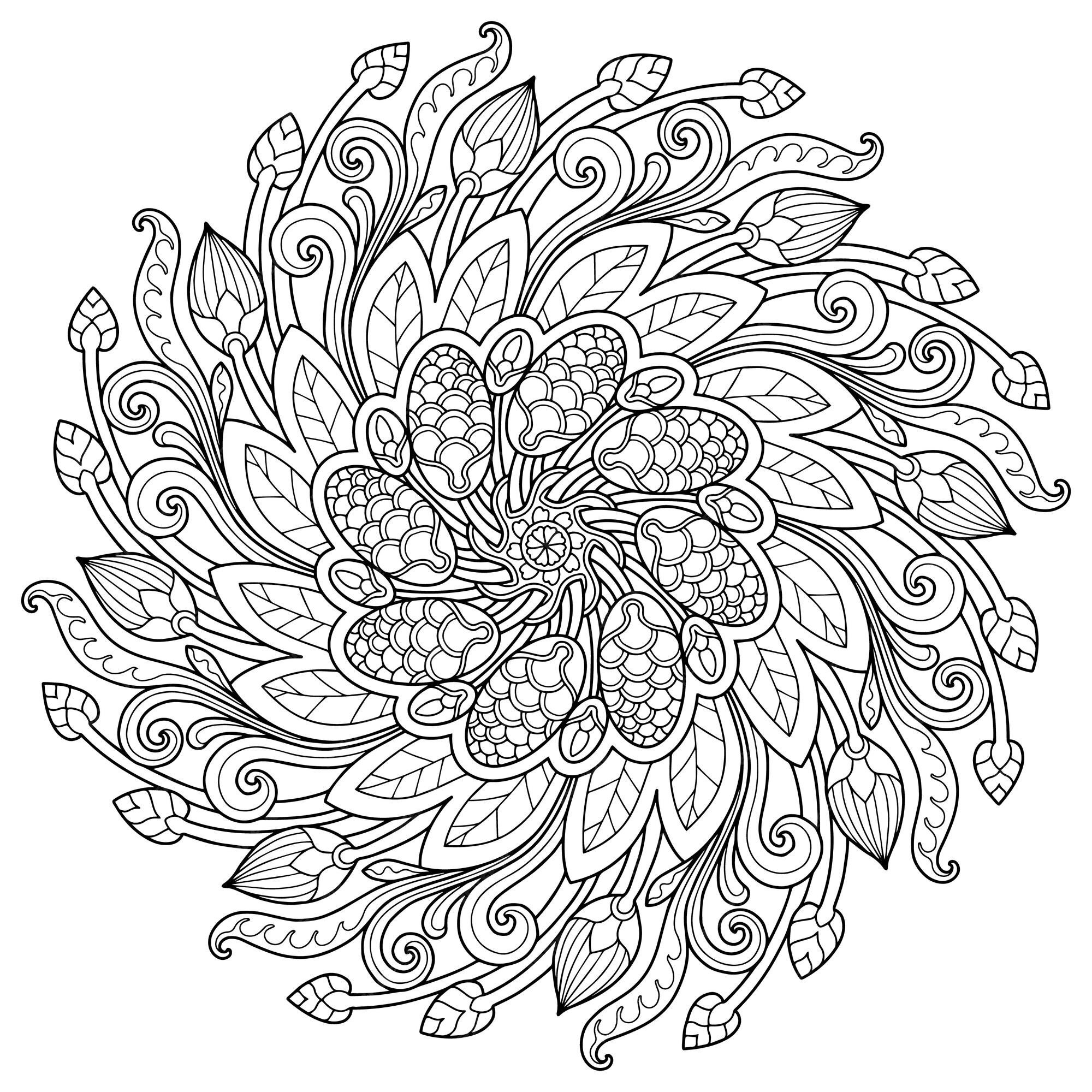 Desenho de mandala para colorir adulto