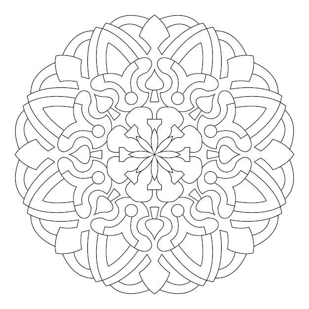 Desenho de mandala para colorir. o ornamento redondo pode ser usado como fundo de meditação
