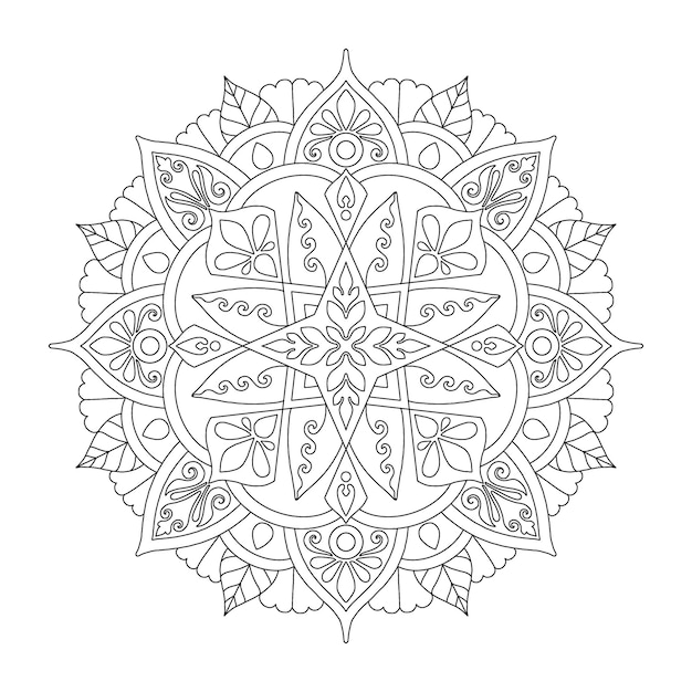 Vetor desenho de mandala para colorir página