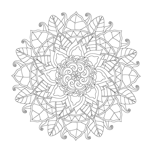 Vetor desenho de mandala para colorir página