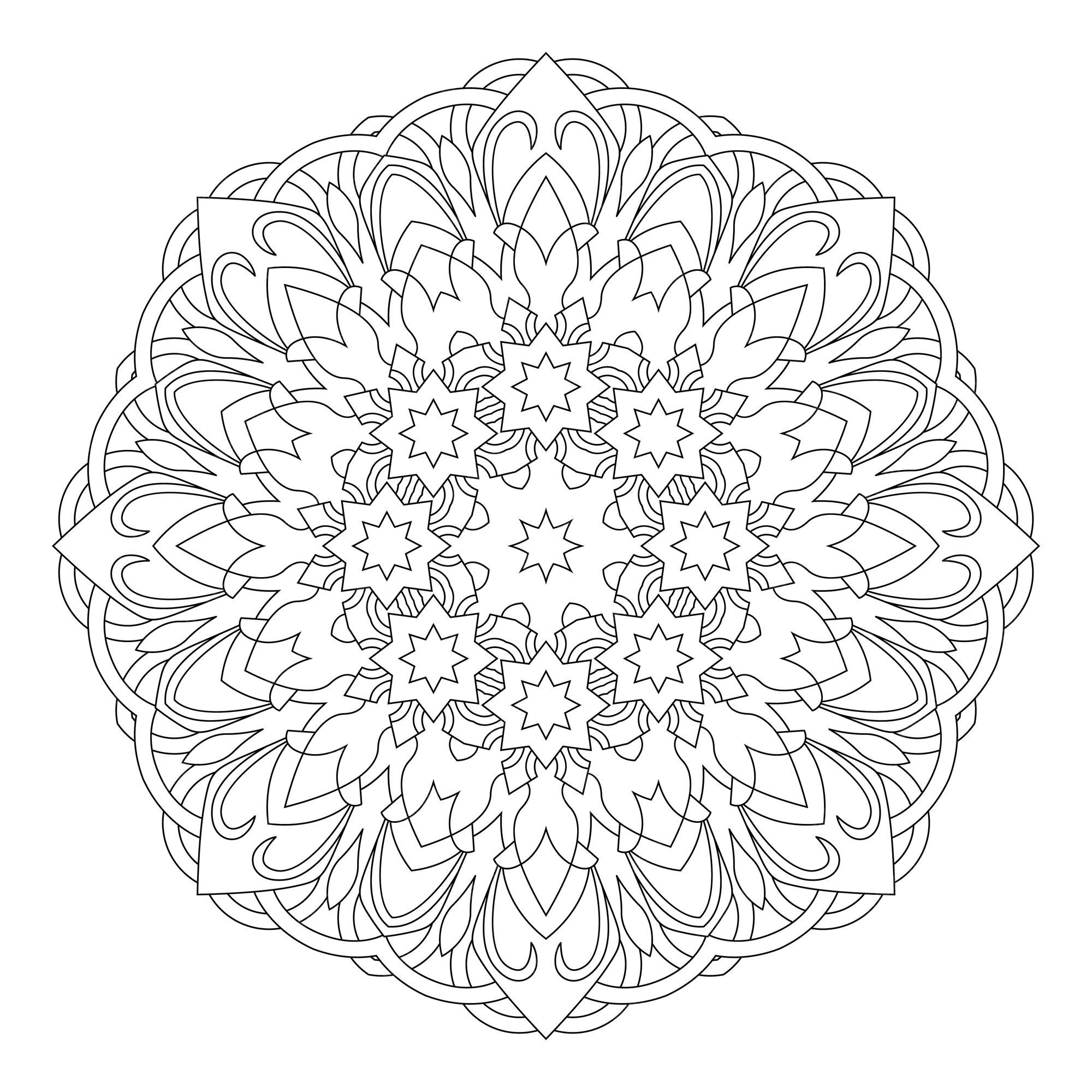 Desenho de mandala de ioga, adulto de página para colorir ou