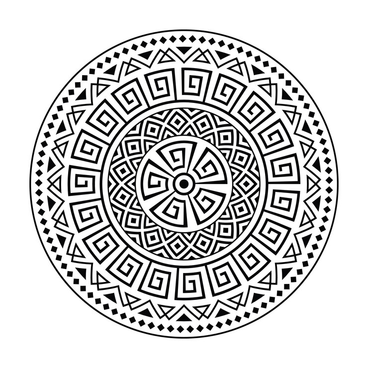 Vetor desenho de mandala redondo abstrato ornamento geométrico circular tribal