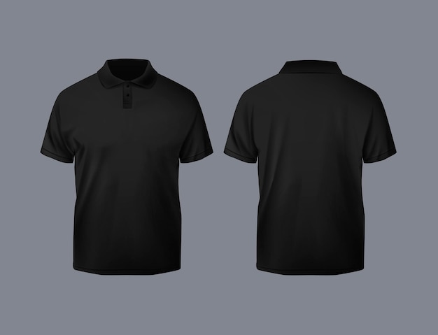 Desenho de mangas de camisa polo preta de mangas curtas para maquete