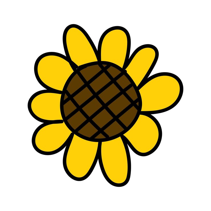 Vetor desenho de mão de flor de sol download gratuito vetor