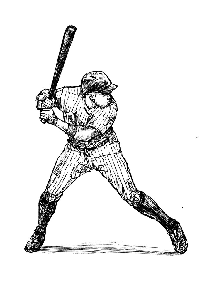 Vetor desenho de mão de jogador de beisebol