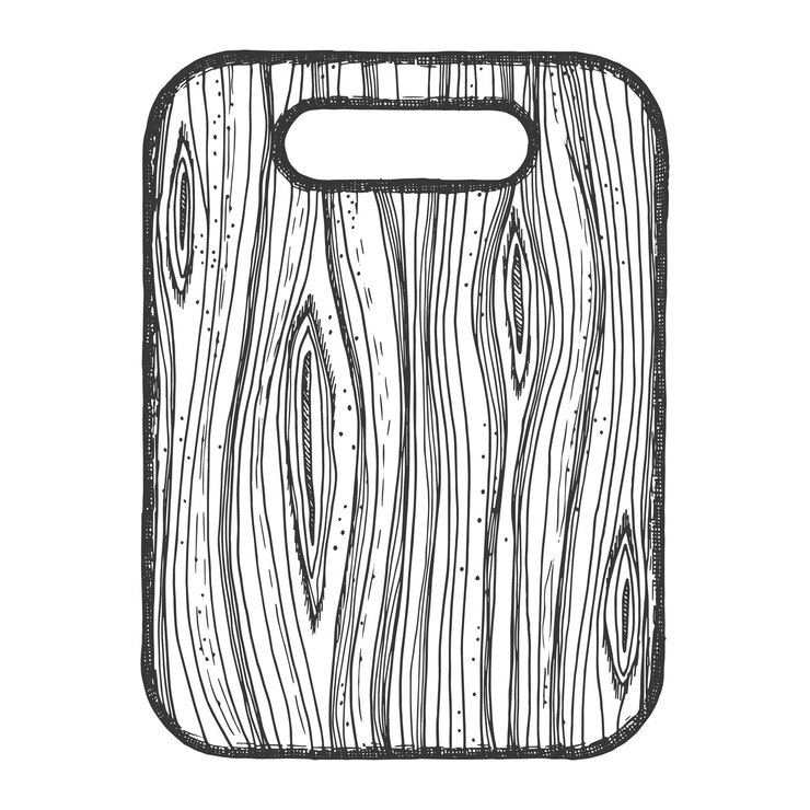 Vetor desenho de mão de madeira vetorial de corte de tábua isolado