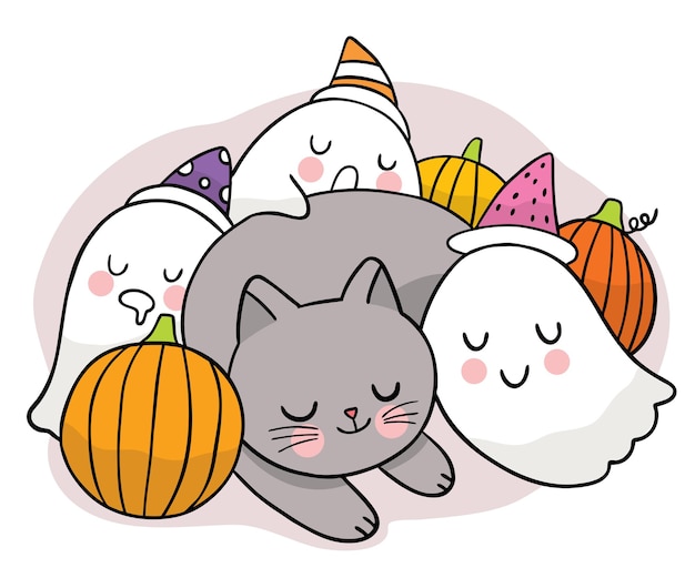 Vetores de Desenho Fofo De Desenho De Desenho De Cachorro Chama O Abraço  Fantasma Gato Preto Vetor Do Dia De Halloween e mais imagens de Animal -  iStock