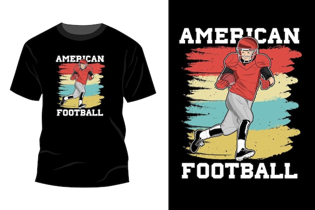 Desenho de maquete de camiseta de futebol americano vintage retrô