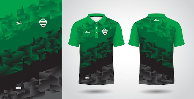 Vetor desenho de maquete de camiseta esportiva de polo de sublimação verde