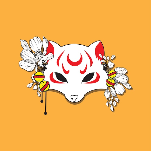 Desenho de máscara kitsune de desenho animado