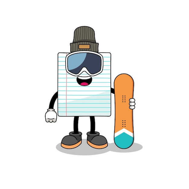 Desenho de mascote de jogador de snowboard de papel