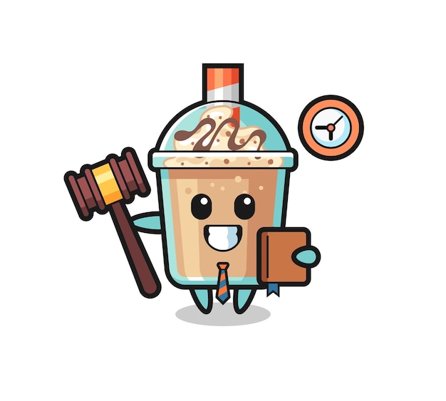 Desenho de mascote de milk-shake como juiz