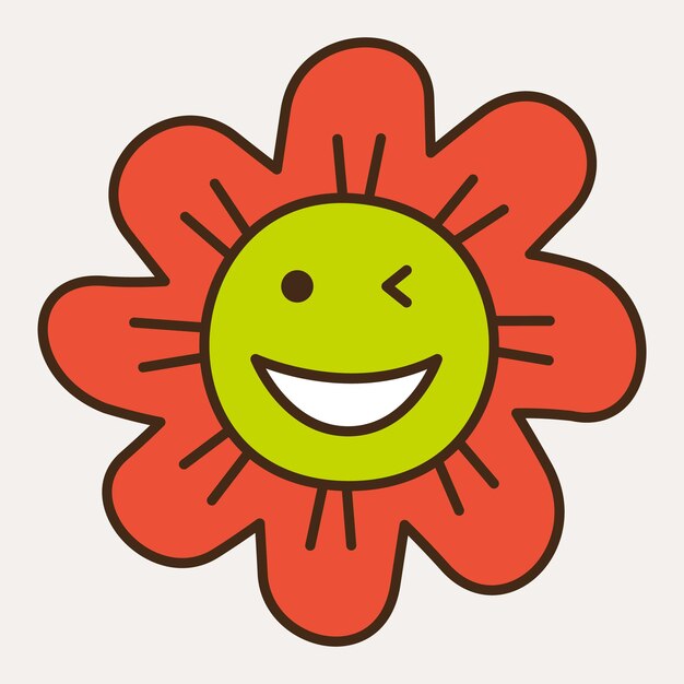Vetor desenho de mascote de personagem abstrato de flor sorridente rosto engraçado bonito iconx9